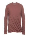 Rick Owens Man T-shirt Brown Size Onesize Cotton In Pink