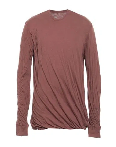 Rick Owens Man T-shirt Brown Size Onesize Cotton In Pink