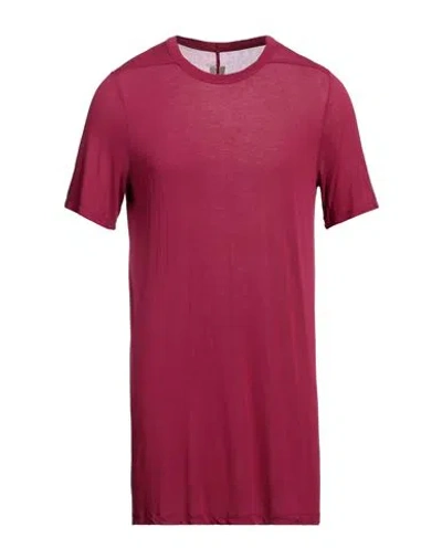 Rick Owens Man T-shirt Burgundy Size L Viscose, Silk In Red