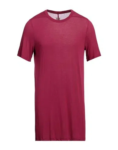 Rick Owens Man T-shirt Burgundy Size Xs Viscose, Silk In Red
