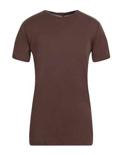 Rick Owens Man T-shirt Chocolate Brown Size L Cotton In Brown