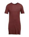 Rick Owens Man T-shirt Chocolate Brown Size Xs Viscose, Silk In Brown