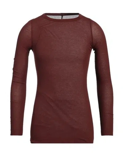 Rick Owens Man T-shirt Chocolate Brown Size M Viscose, Silk