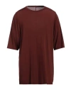 Rick Owens Man T-shirt Chocolate Brown Size Onesize Cupro, Elastane In Brown