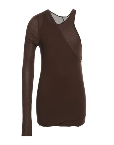 Rick Owens Man T-shirt Dark Brown Size S Viscose, Silk