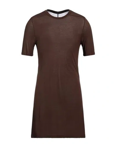 Rick Owens Man T-shirt Chocolate Brown Size Xs Viscose, Silk