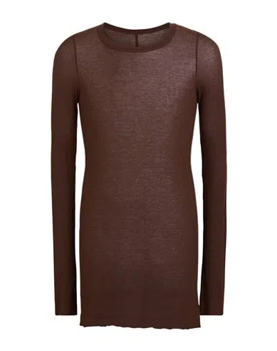 Rick Owens Man T-shirt Dark Brown Size Xl Viscose, Silk In Brown