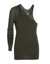 Rick Owens Man T-shirt Dark Green Size S Viscose, Silk In Black