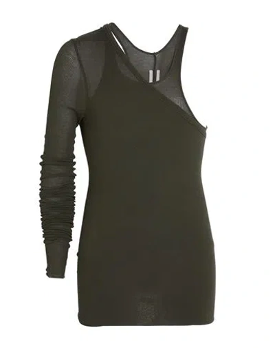 Rick Owens Man T-shirt Dark Green Size S Viscose, Silk In Black