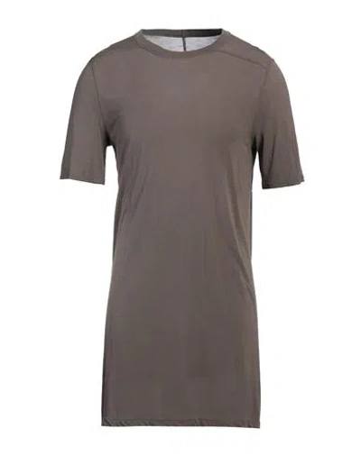 Rick Owens Man T-shirt Taupe Size L Viscose, Silk In Grey
