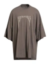 Rick Owens Man T-shirt Grey Size Onesize Cotton, Polyester In Brown