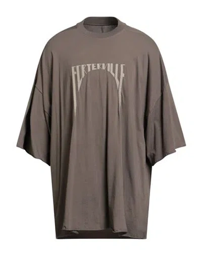 Rick Owens Man T-shirt Grey Size Onesize Cotton, Polyester In Brown