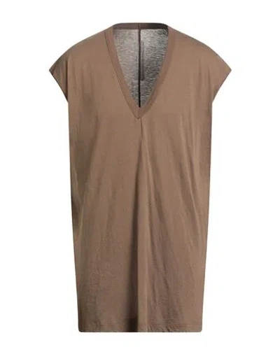 Rick Owens Man T-shirt Khaki Size M Cotton, Cashmere In Brown