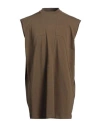 Rick Owens Man T-shirt Military Green Size M Cotton In Brown