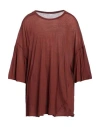 Rick Owens Man T-shirt Rust Size Onesize Cotton In Red