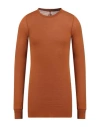 Rick Owens Man T-shirt Rust Size S Viscose, Silk In Brown