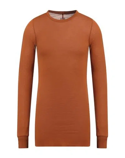 Rick Owens Man T-shirt Rust Size S Viscose, Silk In Red