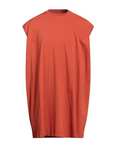 Rick Owens Man T-shirt Rust Size Xl Cotton In Red