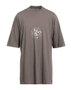 Rick Owens Man T-shirt Taupe Size L Cotton In Gray