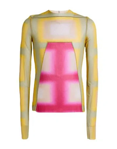 Rick Owens Man T-shirt Yellow Size L Cupro, Elastane
