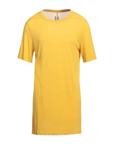 Rick Owens Man T-shirt Yellow Size Xxl Viscose, Silk In Yellow