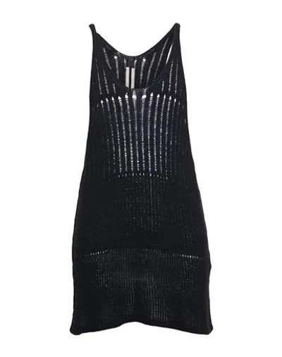 Rick Owens Man Tank Top Black Size M Virgin Wool, Polyamide