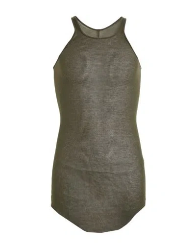 Rick Owens Man Tank Top Dark Green Size S Viscose, Silk In Gray