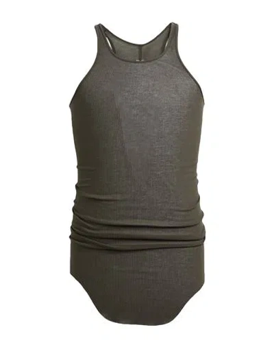Rick Owens Man Tank Top Dark Green Size Xl Viscose, Silk