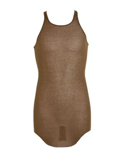 Rick Owens Man Tank Top Khaki Size L Viscose, Silk In Brown
