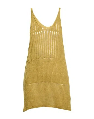 Rick Owens Man Tank Top Military Green Size M Virgin Wool, Polyamide