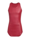 Rick Owens Man Tank Top Red Size 38 Lambskin, Cotton, Lycra