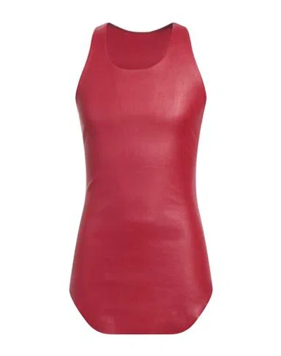 Rick Owens Man Tank Top Red Size 38 Lambskin, Cotton, Lycra