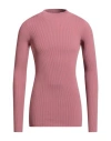 Rick Owens Man Turtleneck Antique Rose Size M Viscose, Polyester In Pink