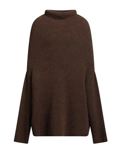 Rick Owens Man Turtleneck Dark Brown Size Onesize Alpaca Wool, Polyamide, Wool, Elastane