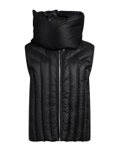 Rick Owens Man Vest Black Size 38 Recycled Polyamide, Virgin Wool