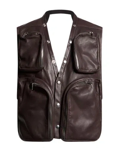Rick Owens Man Vest Dark Brown Size 38 Lambskin
