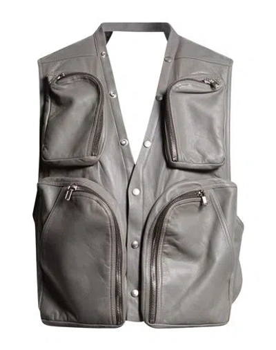 Rick Owens Man Vest Grey Size 38 Lambskin In Gray