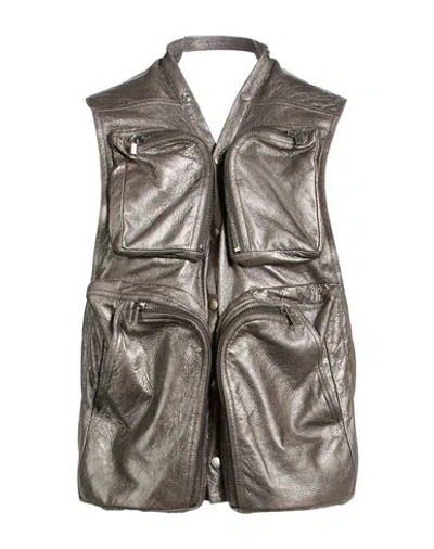 Rick Owens Man Vest Gunmetal Size 42 Lambskin In Brown