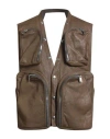 Rick Owens Man Vest Khaki Size 38 Lambskin In Brown