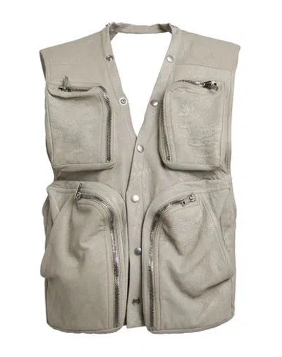 Rick Owens Man Vest Light Grey Size 38 Lambskin In Brown