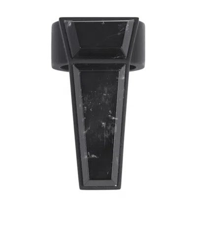 Rick Owens Marbled-pattern Embossed Ring In Black
