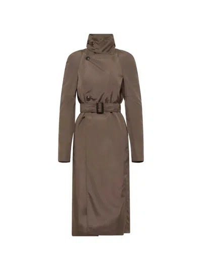 Rick Owens Maria Asymmetric Trench Coat In Gray
