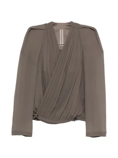 Rick Owens Womens Dust Maria Wrap Silk Blouse In Pattern