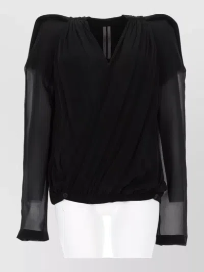 Rick Owens Mary Jacket Draped Design Elastic Hem In Black