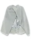 Rick Owens Short Masto Cape With Faux Fur Texture In Blau