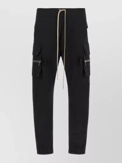 Rick Owens Mastodon Cargo Pants Elastic Waist Cuffs In Black