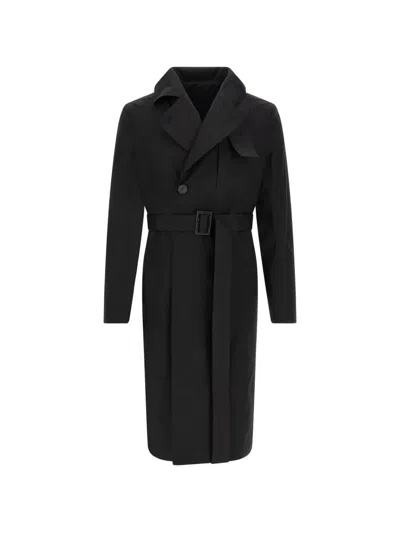 Rick Owens Mastodon Trench Coat Long Belted Waist In Black