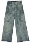 Rick Owens Mastodon Firbanks Denim Cargo Trousers In Blue
