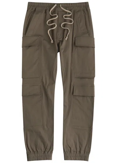 Rick Owens Mastodon Mega Twill Cargo Trousers In Grey
