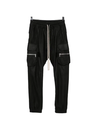 Rick Owens Mastodon Megacargo Leather Trousers In Black